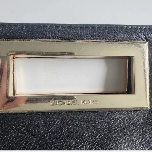 Michael Kors Black Pebbled Leather Envelope Clutch - Picture 2 of 7